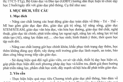 HƯỚNG DẪN TỔ CHỨC DẠY HỌC 2 BUỔI/ NGÀY ĐỐI VỚI GIÁO DỤC PHỔ THÔNG NĂM HỌC 2025 – 2026